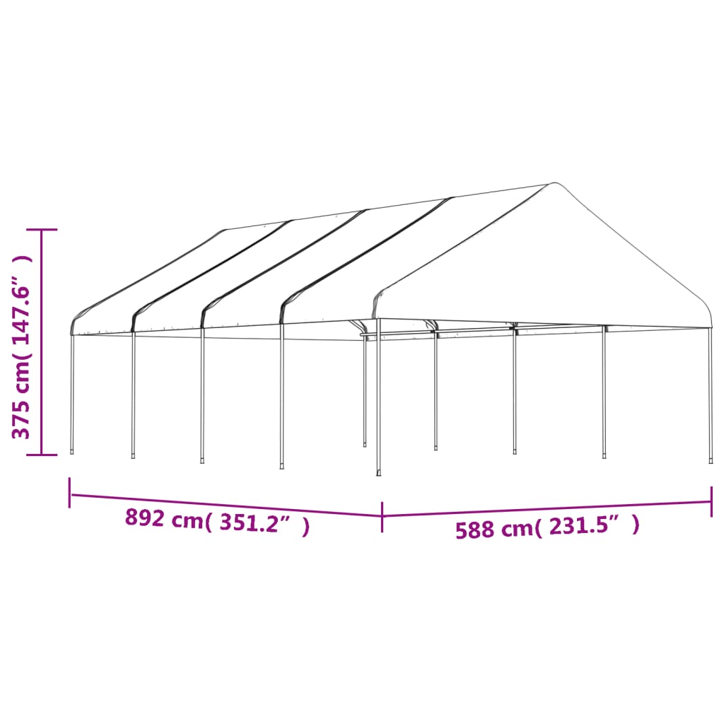 Gazebo con Tetto Bianco 8,92x5,88x3,75 m in Polietilene | homemem39