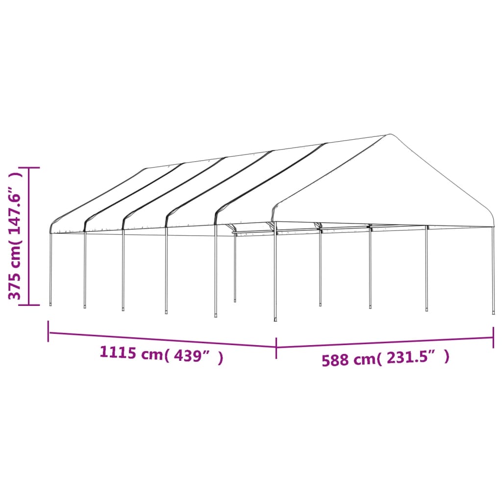 Gazebo con Tetto Bianco 11,15x5,88x3,75 m in Polietilene | homemem39