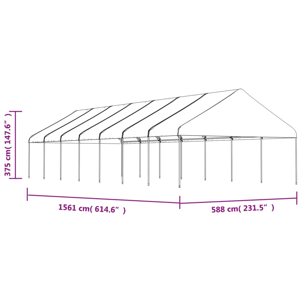 Gazebo con Tetto Bianco 15,61x5,88x3,75 m in Polietilene | homemem39