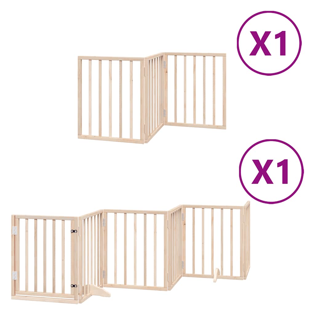 Cancello per Cani con Porta Pieghevole 9 Pannelli 450 cm Pioppo | homemem39