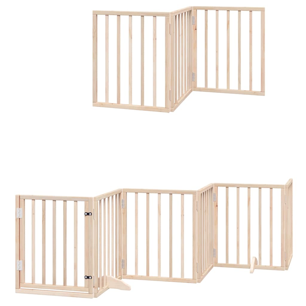 Cancello per Cani con Porta Pieghevole 9 Pannelli 450 cm Pioppo | homemem39