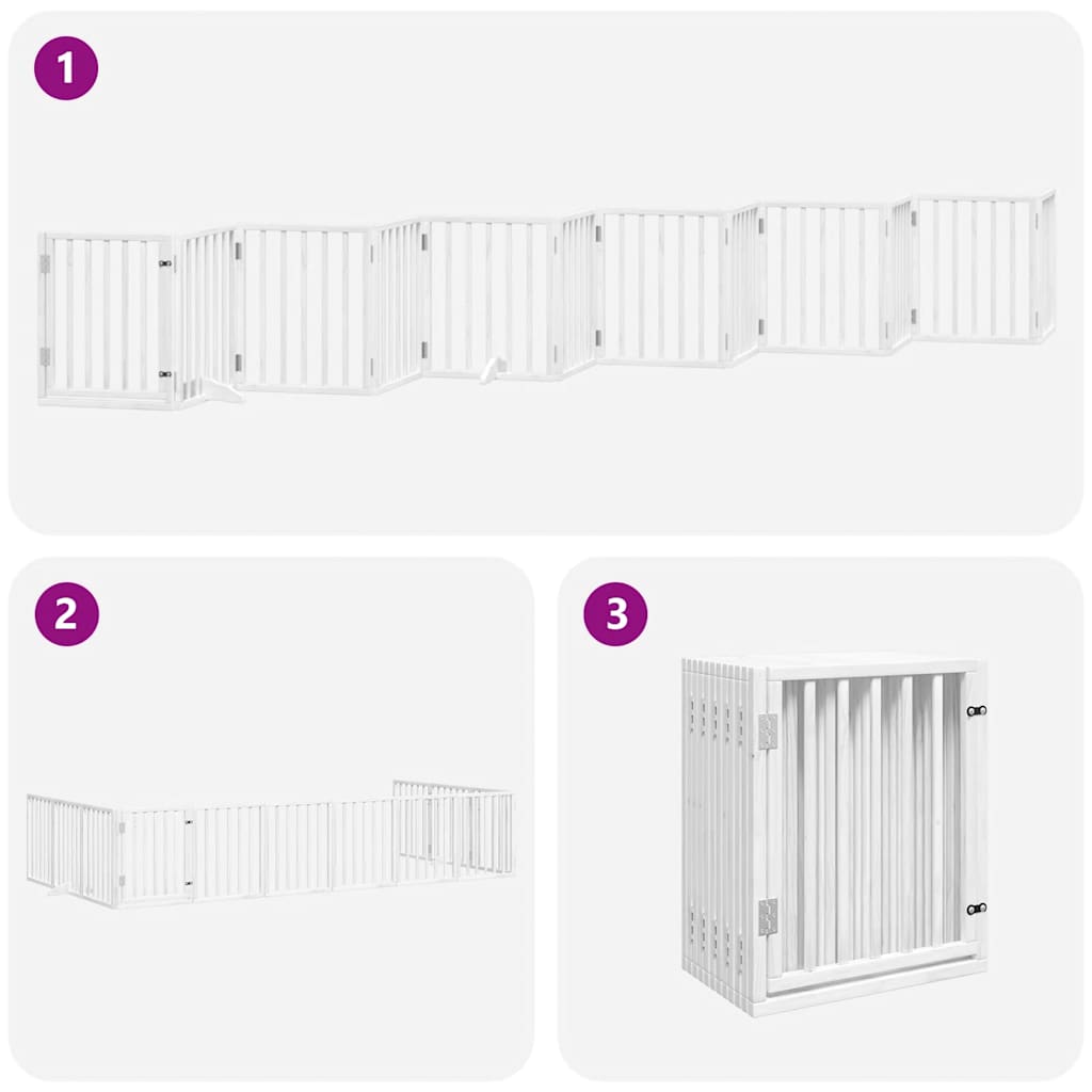 Cancello Cani Porta Pieghevole Bianco 12 Pannelli 600 cm Pioppo | homemem39