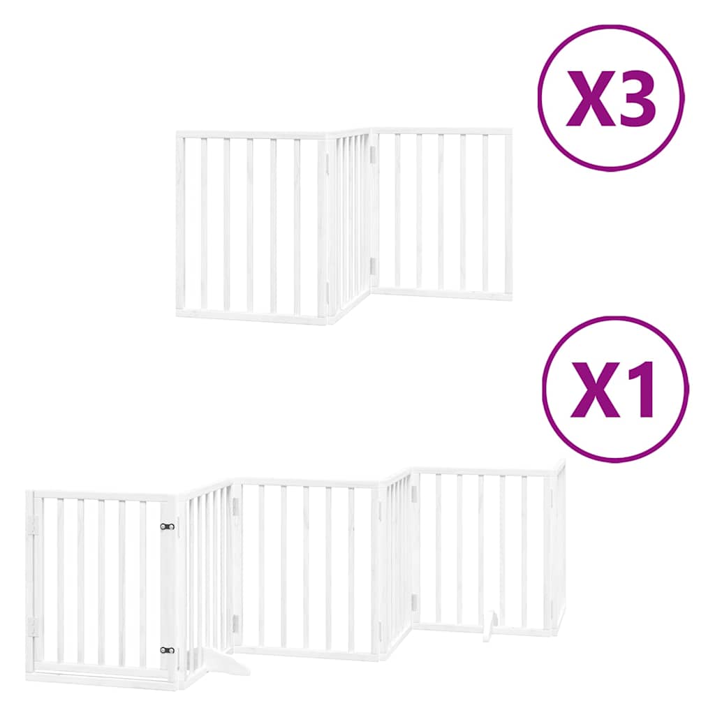 Cancello Cani Porta Pieghevole Bianco 15 Pannelli 750 cm Pioppo | homemem39