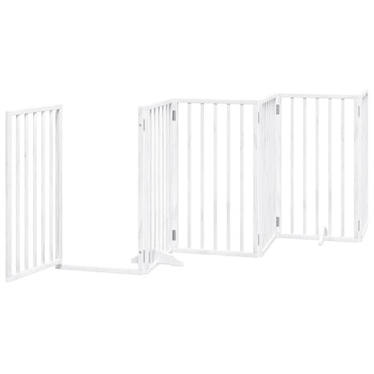 Cancello Cani Porta Pieghevole Bianco 9 Pannelli 450 cm Pioppo | homemem39