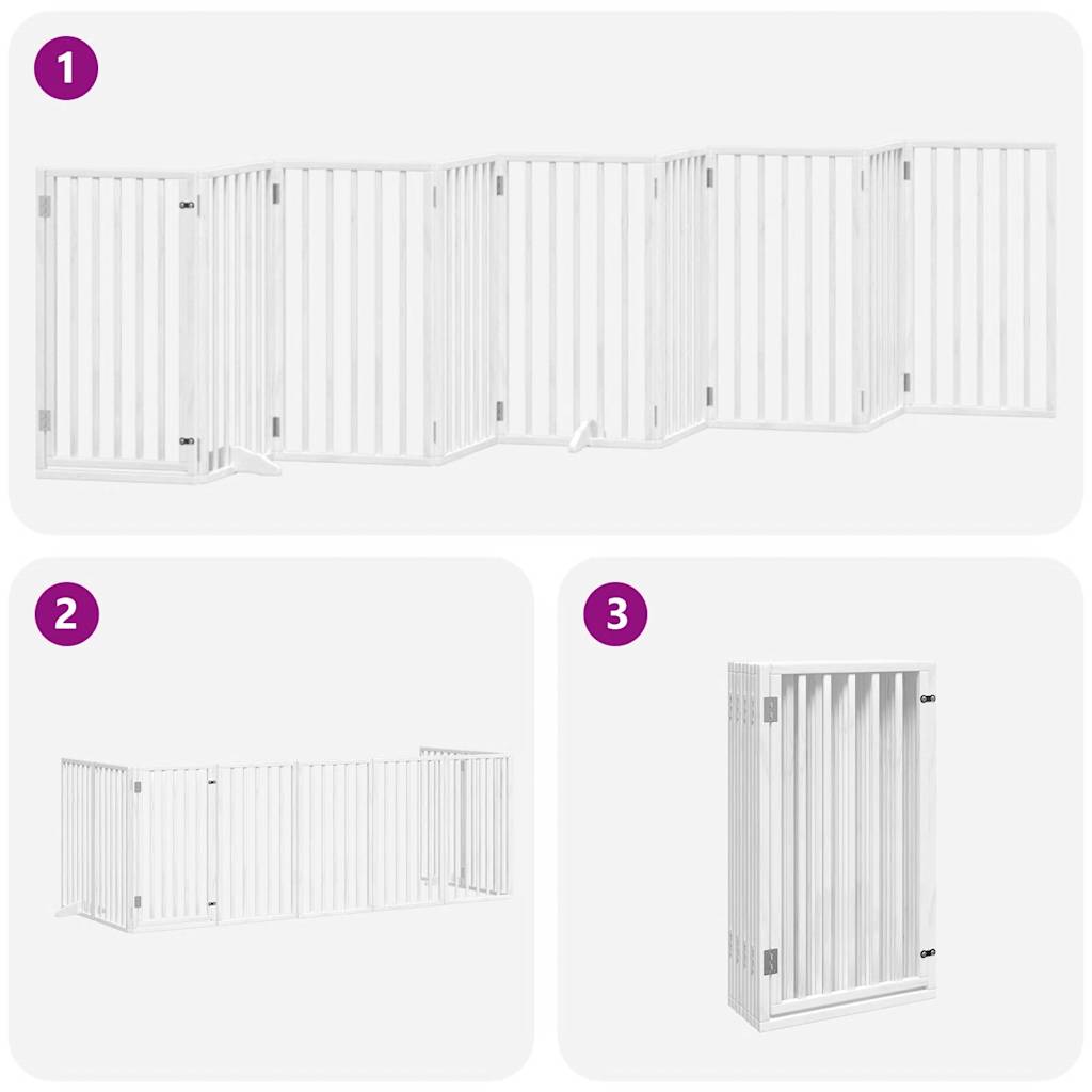 Cancello Cani Porta Pieghevole Bianco 9 Pannelli 450 cm Pioppo | homemem39