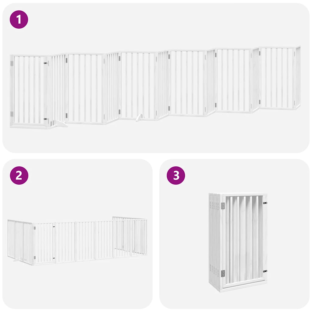 Cancello Cani Porta Pieghevole Bianco 12 Pannelli 600 cm Pioppo | homemem39