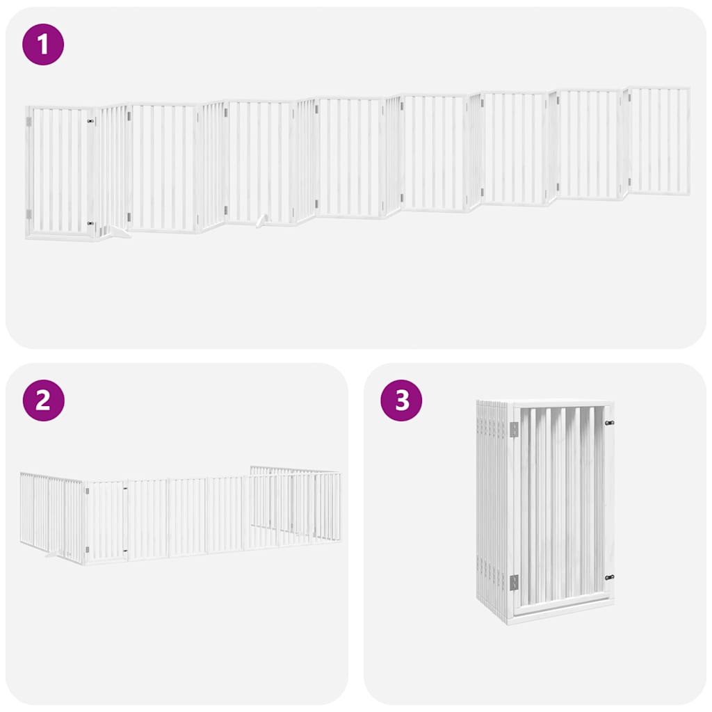 Cancello Cani Porta Pieghevole Bianco 15 Pannelli 750 cm Pioppo | homemem39