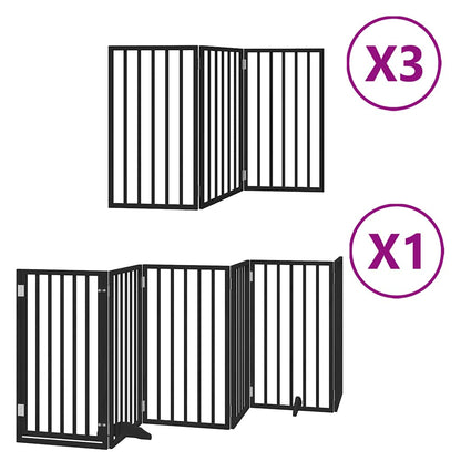 Cancello Cani Porta Pieghevole Nero 15 Pannelli 750 cm Pioppo | homemem39