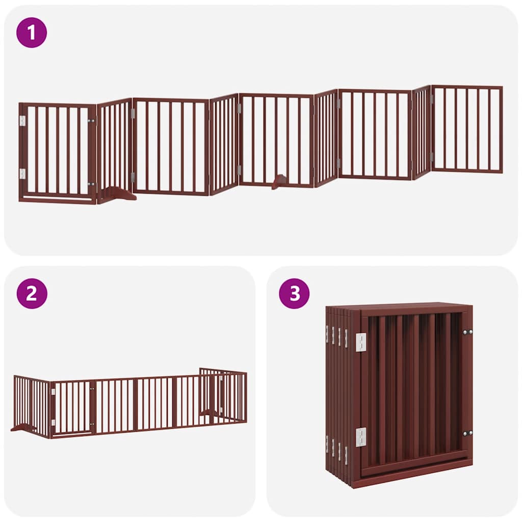Cancello Cani Porta Pieghevole Marrone 9 Pannelli 450cm Pioppo | homemem39
