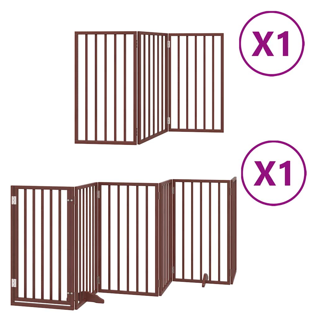 Cancello Cani Porta Pieghevole Marrone 9 Pannelli 450cm Pioppo | homemem39