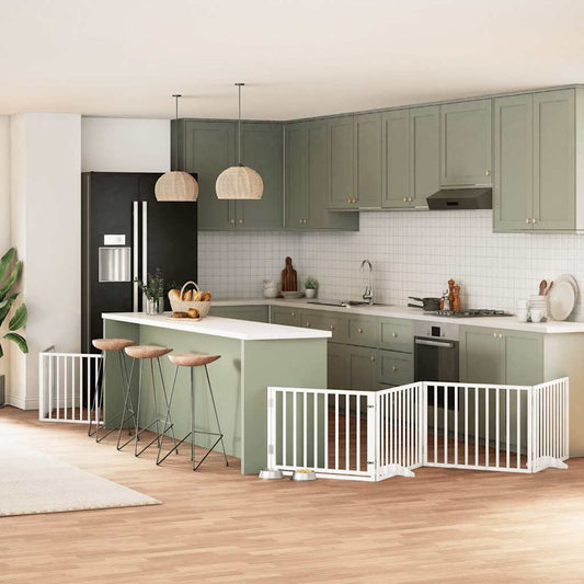 Cancello Cani Porta Pieghevole Bianco 6 Pannelli 480 cm Pioppo | homemem39