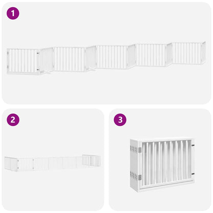 Cancello Cani Porta Pieghevole Bianco 10 Pannelli 800 cm Pioppo | homemem39