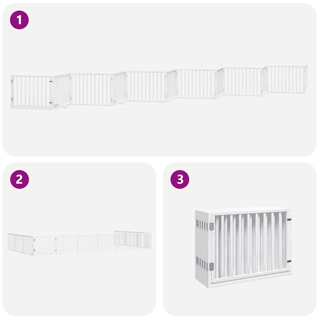 Cancello Cani Porta Pieghevole Bianco 12 Pannelli 960 cm Pioppo | homemem39