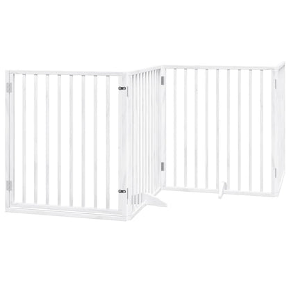 Cancello Cani Porta Pieghevole Bianco 12 Pannelli 640 cm Pioppo