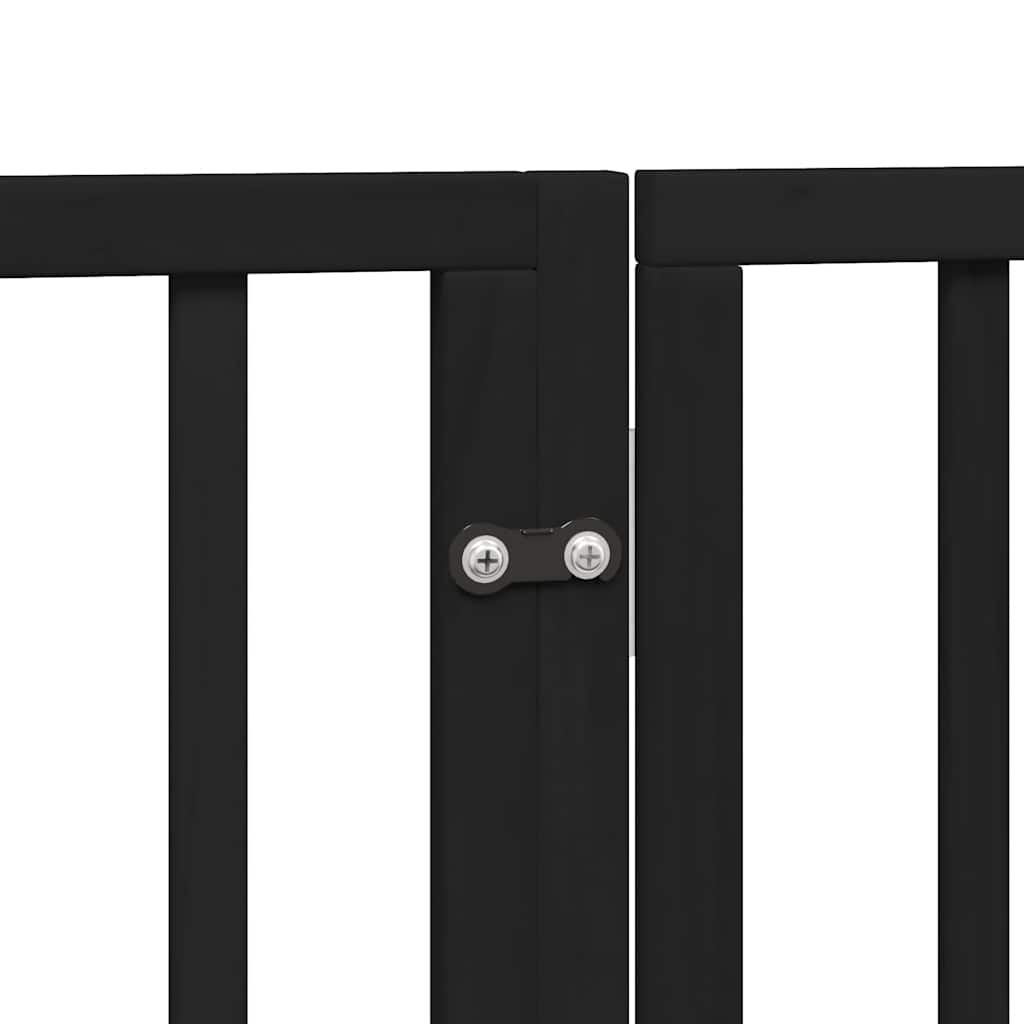 Cancello per Cani Porta Pieghevole Nero 6 Pannelli 480cm Pioppo | homemem39