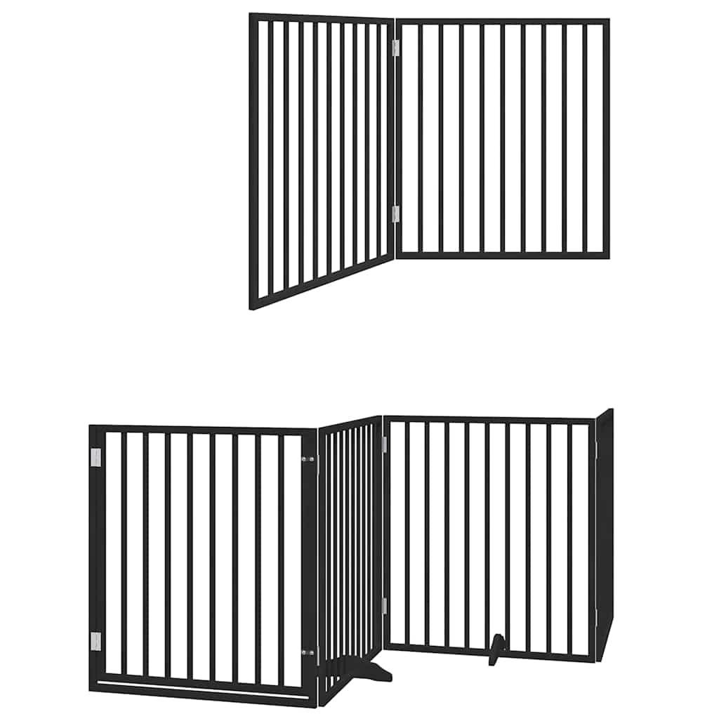 Cancello per Cani Porta Pieghevole Nero 6 Pannelli 480cm Pioppo | homemem39