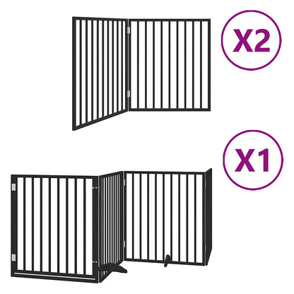 Cancello Cani Porta Pieghevole Nero 8 Pannelli 640 cm Pioppo | homemem39