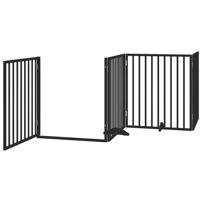 Cancello Cani Porta Pieghevole Nero 8 Pannelli 640 cm Pioppo | homemem39
