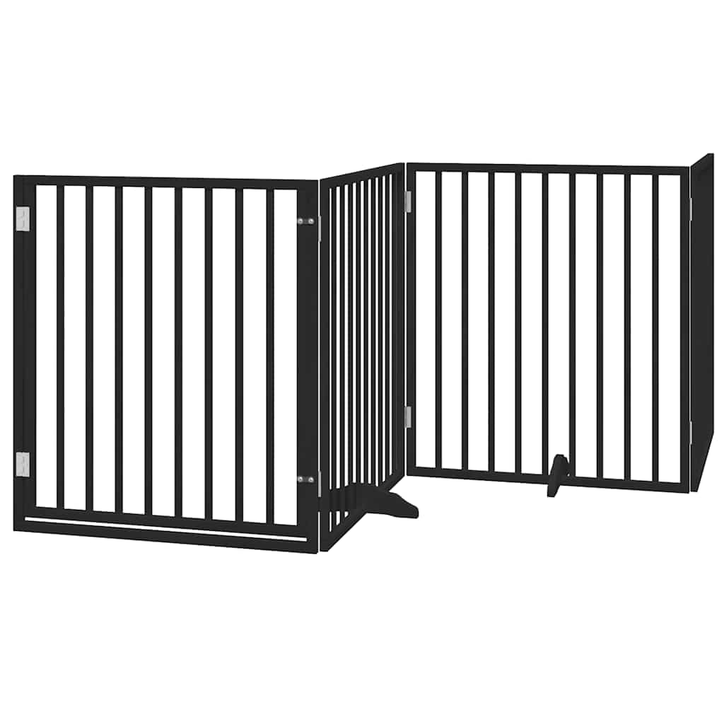 Cancello Cani Porta Pieghevole Nero 10 Pannelli 800 cm Pioppo | homemem39