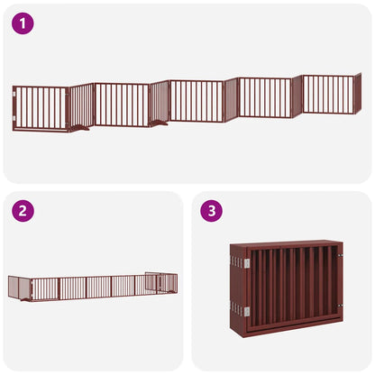 Cancello Cani Porta Pieghevole Marrone 10 Pannelli 800cm Pioppo | homemem39