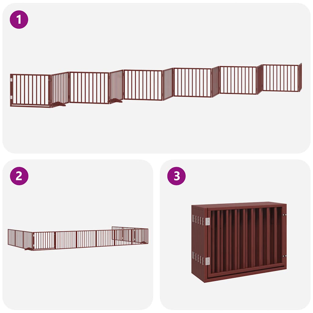 Cancello Cani Porta Pieghevole Marrone 12 Pannelli 960cm Pioppo | homemem39