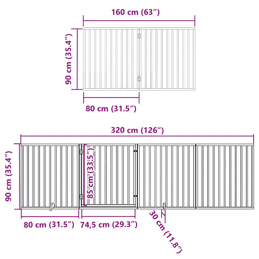 Cancello Cani Porta Pieghevole Marrone 6 Pannelli 480cm Pioppo | homemem39