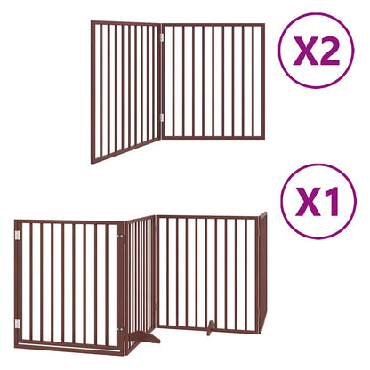 Cancello Cani Porta Pieghevole Marrone 8 Pannelli 640cm Pioppo