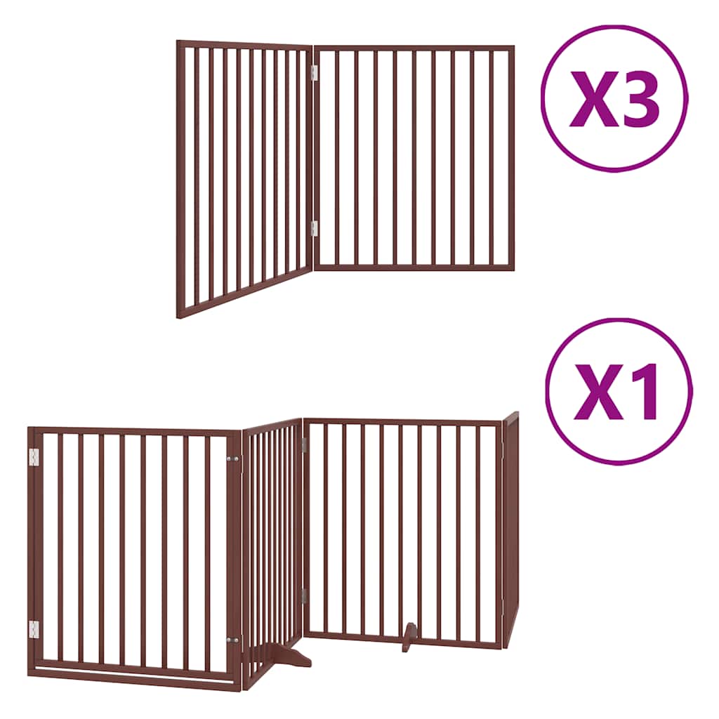 Cancello Cani Porta Pieghevole Marrone 10 Pannelli 800cm Pioppo | homemem39