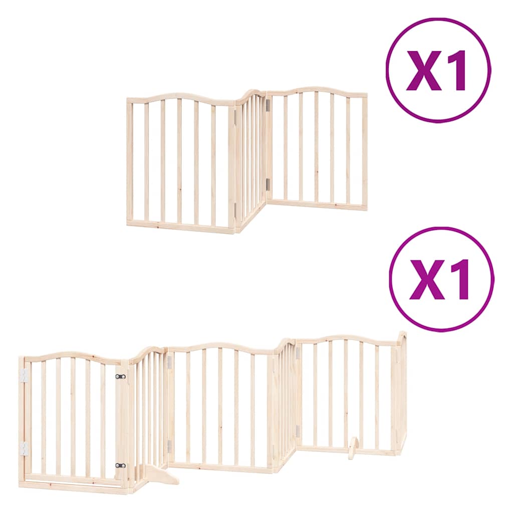 Cancello per Cani con Porta Pieghevole 9 Pannelli 450 cm Pioppo | homemem39