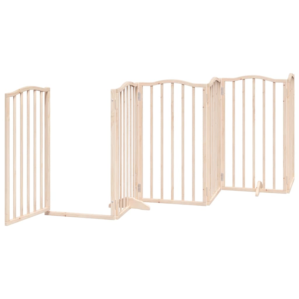 Cancello per Cani con Porta Pieghevole 9 Pannelli 450 cm Pioppo | homemem39