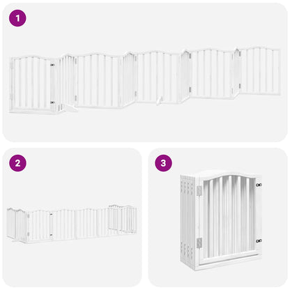 Cancello Cani Porta Pieghevole Bianco 9 Pannelli 450 cm Pioppo | homemem39