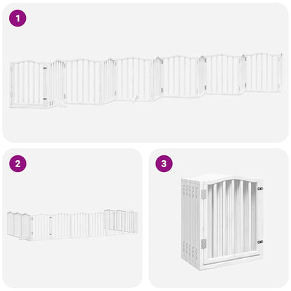 Cancello Cani Porta Pieghevole Bianco 12 Pannelli 600 cm Pioppo | homemem39