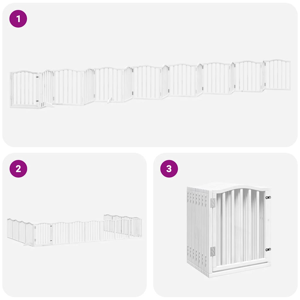 Cancello Cani Porta Pieghevole Bianco 15 Pannelli 750 cm Pioppo | homemem39