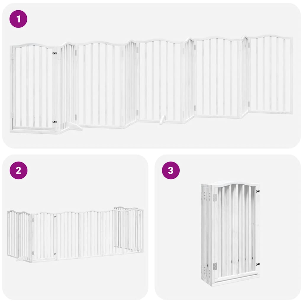 Cancello Cani Porta Pieghevole Bianco 9 Pannelli 450 cm Pioppo | homemem39