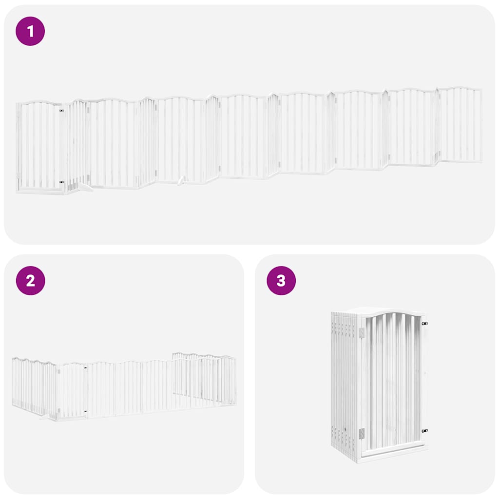 Cancello Cani Porta Pieghevole Bianco 15 Pannelli 750 cm Pioppo | homemem39