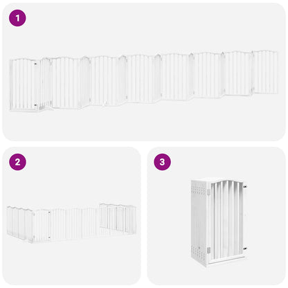 Cancello Cani Porta Pieghevole Bianco 15 Pannelli 750 cm Pioppo | homemem39