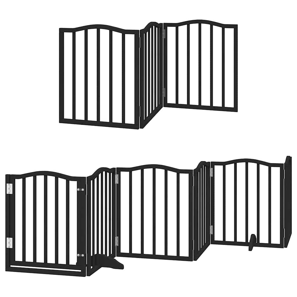 Cancello per Cani Porta Pieghevole Nero 9 Pannelli 450cm Pioppo | homemem39