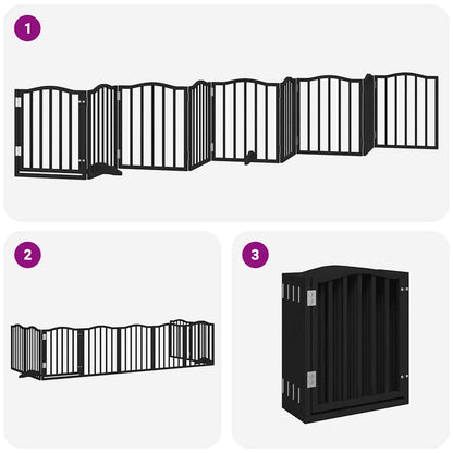Cancello per Cani Porta Pieghevole Nero 9 Pannelli 450cm Pioppo | homemem39