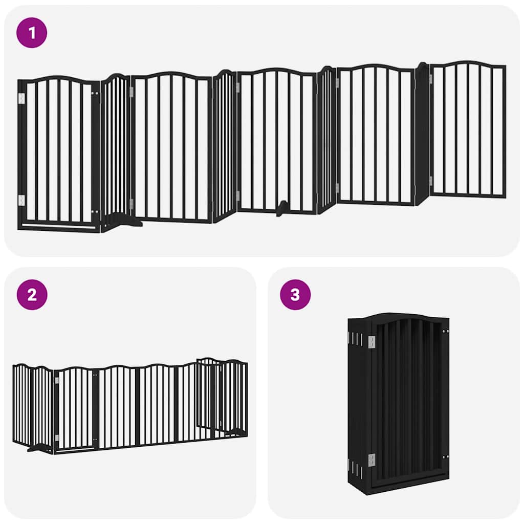 Cancello per Cani Porta Pieghevole Nero 9 Pannelli 450cm Pioppo | homemem39