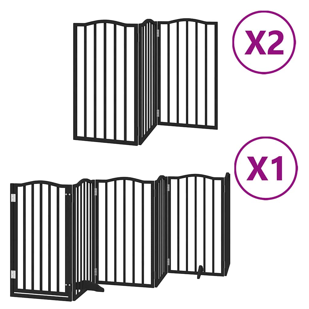 Cancello Cani Porta Pieghevole Nero 12 Pannelli 600 cm Pioppo | homemem39