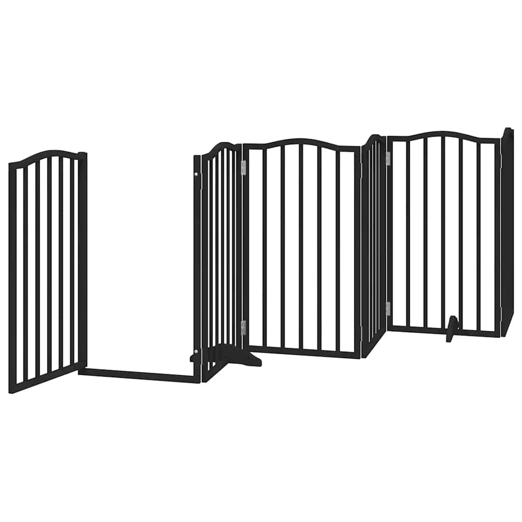 Cancello Cani Porta Pieghevole Nero 12 Pannelli 600 cm Pioppo | homemem39