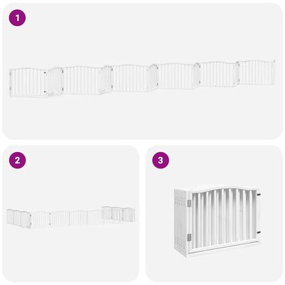 Cancello Cani Porta Pieghevole Bianco 12 Pannelli 960 cm Pioppo