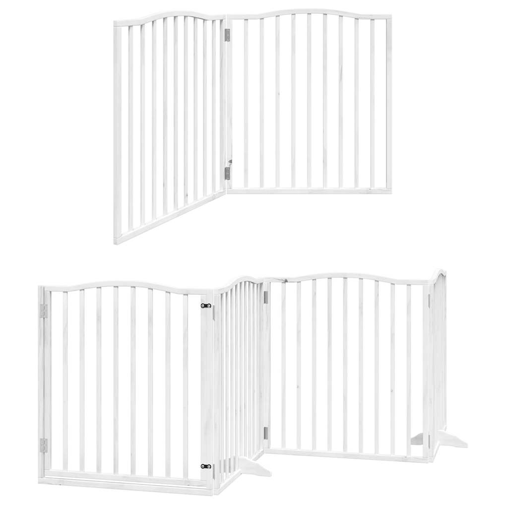 Cancello Cani Porta Pieghevole Bianco 12 Pannelli 640 cm Pioppo