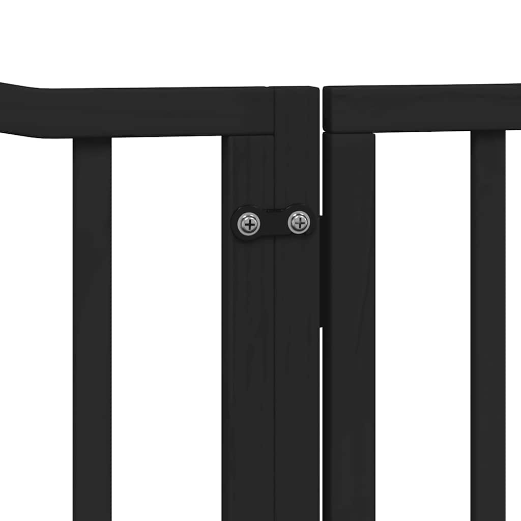 Cancello Cani Porta Pieghevole Nero 8 Pannelli 640 cm Pioppo | homemem39