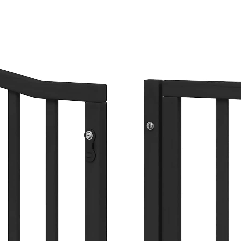Cancello Cani Porta Pieghevole Nero 8 Pannelli 640 cm Pioppo | homemem39