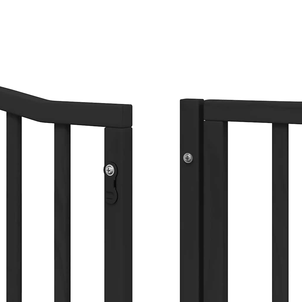 Cancello per Cani Porta Pieghevole Nero 6 Pannelli 480cm Pioppo | homemem39