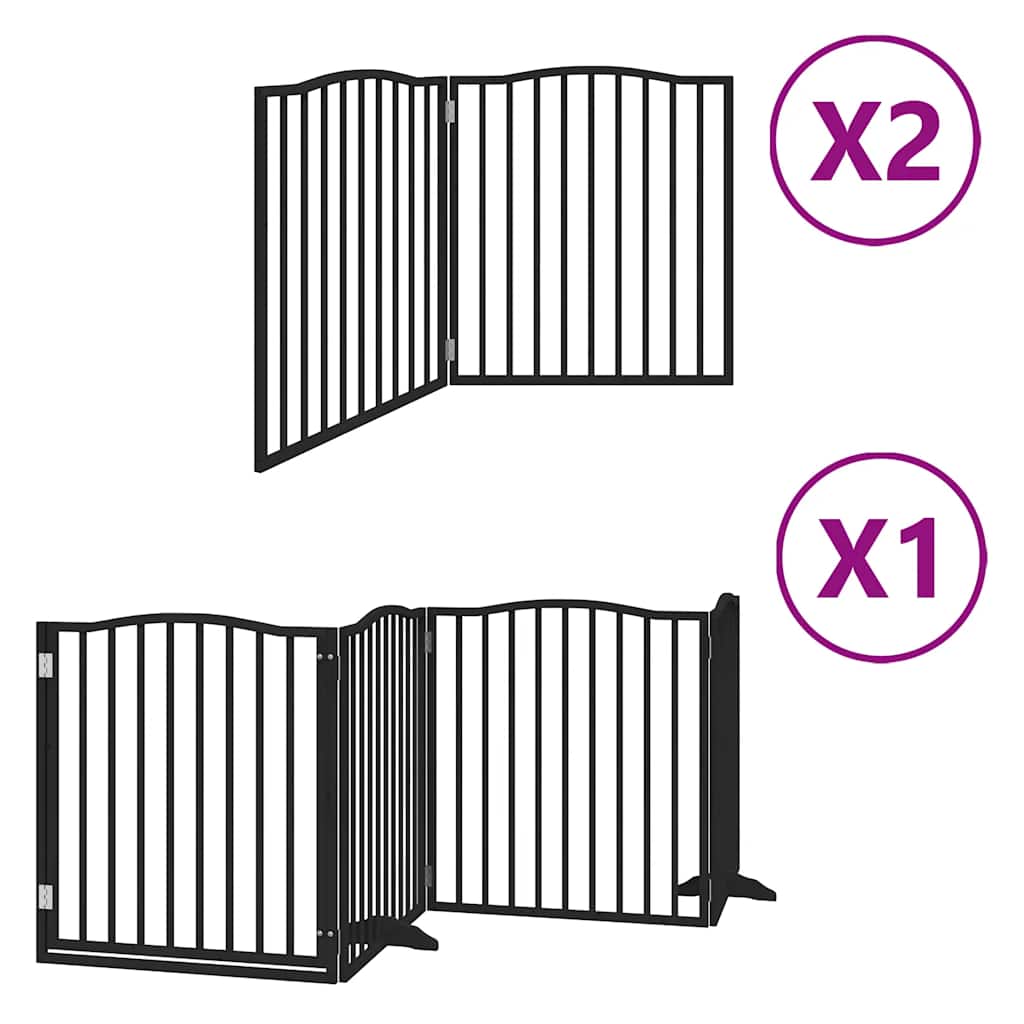 Cancello Cani Porta Pieghevole Nero 8 Pannelli 640 cm Pioppo | homemem39