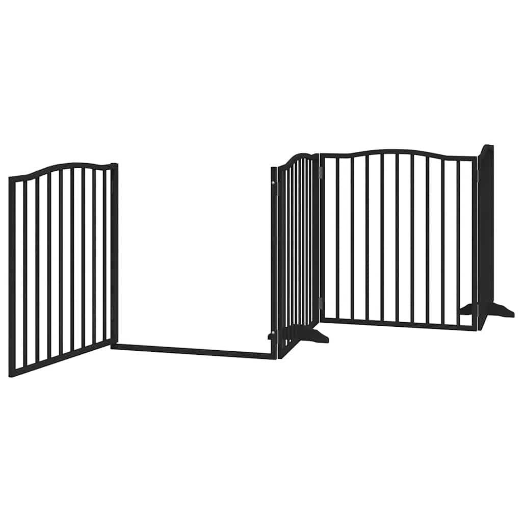 Cancello Cani Porta Pieghevole Nero 8 Pannelli 640 cm Pioppo | homemem39