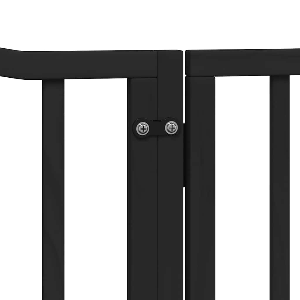 Cancello Cani Porta Pieghevole Nero 8 Pannelli 640 cm Pioppo | homemem39