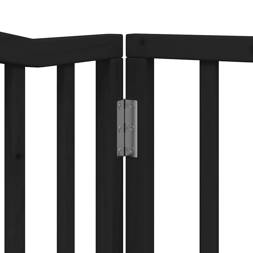 Cancello Cani Porta Pieghevole Nero 8 Pannelli 640 cm Pioppo | homemem39